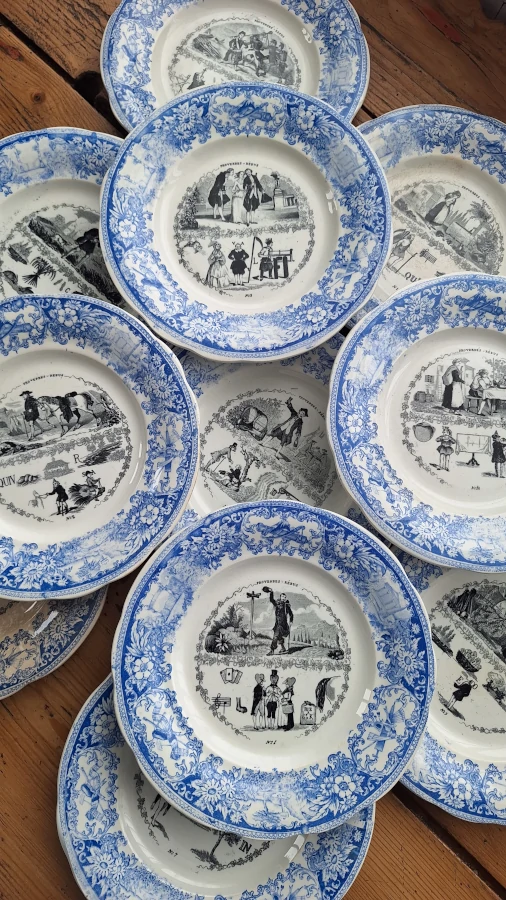 Assiettes Proverbes Rébus Creil et Montereau