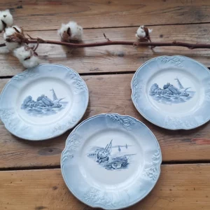 Lot de 3 assiettes à dessert - Série Marine (Orchies Nord)