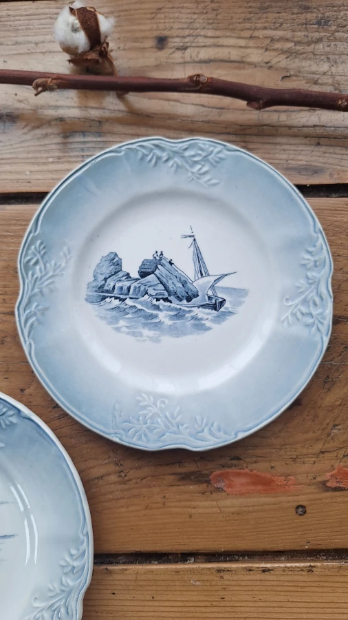 Lot de 3 assiettes à dessert - Série Marine (Orchies Nord) Détails