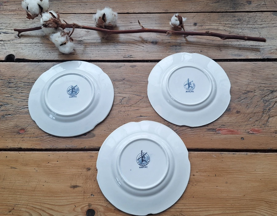 Lot de 3 assiettes à dessert - Série Marine (Orchies Nord) Dos