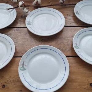 Lot de 6 assiettes Tour Eiffel - Vaisselle du restaurant « En Plein Ciel »