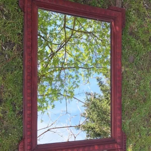 Miroir ancien Napoléon III restauré - Patine acajou