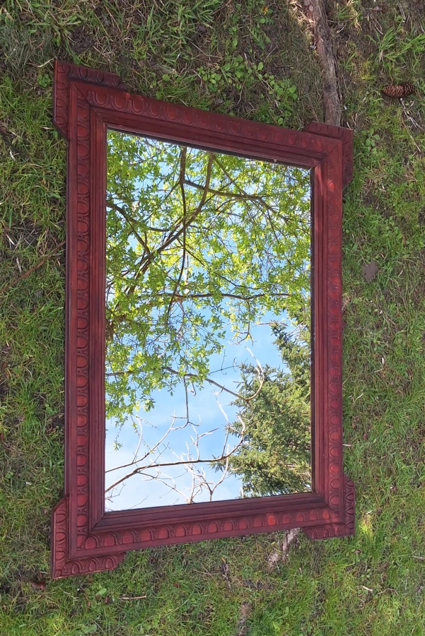 Miroir ancien Napoléon III restauré - Patine acajou