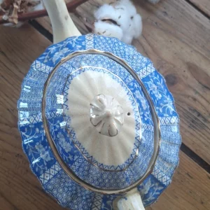 Théière anglaise victorienne Blairs China bleu cobalt (1880-1900)
