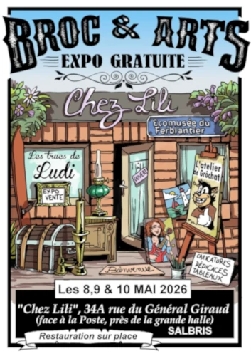 « Broc & Arts,  du 8 au 10 mai 2026, chez Lili, 34A rue du Général Giraud, Salbris. Expo gratuite. »